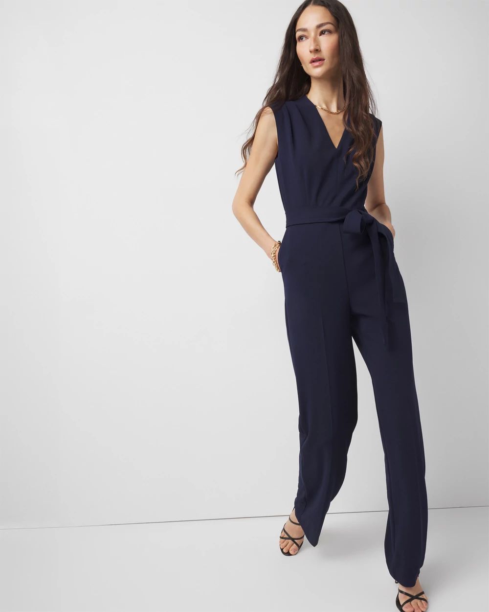 Wide Leg Belted Jumpsuit White House Black Market
